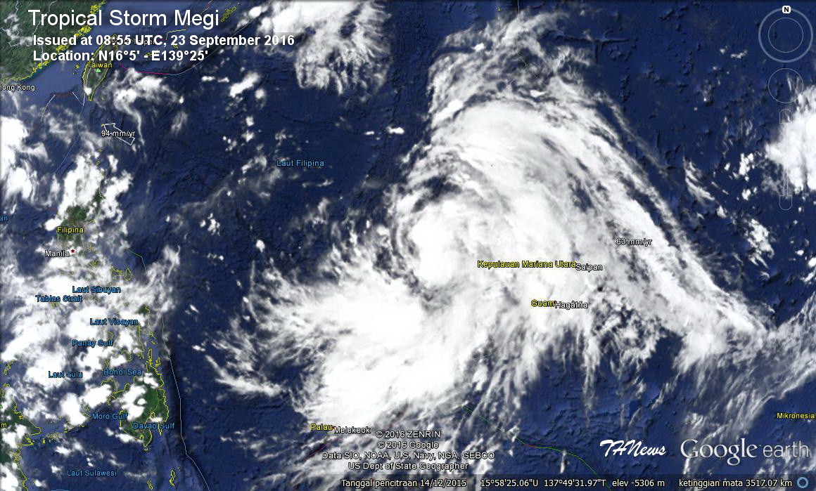 Badai Tropis Megi berada di Laut Filipina Timur