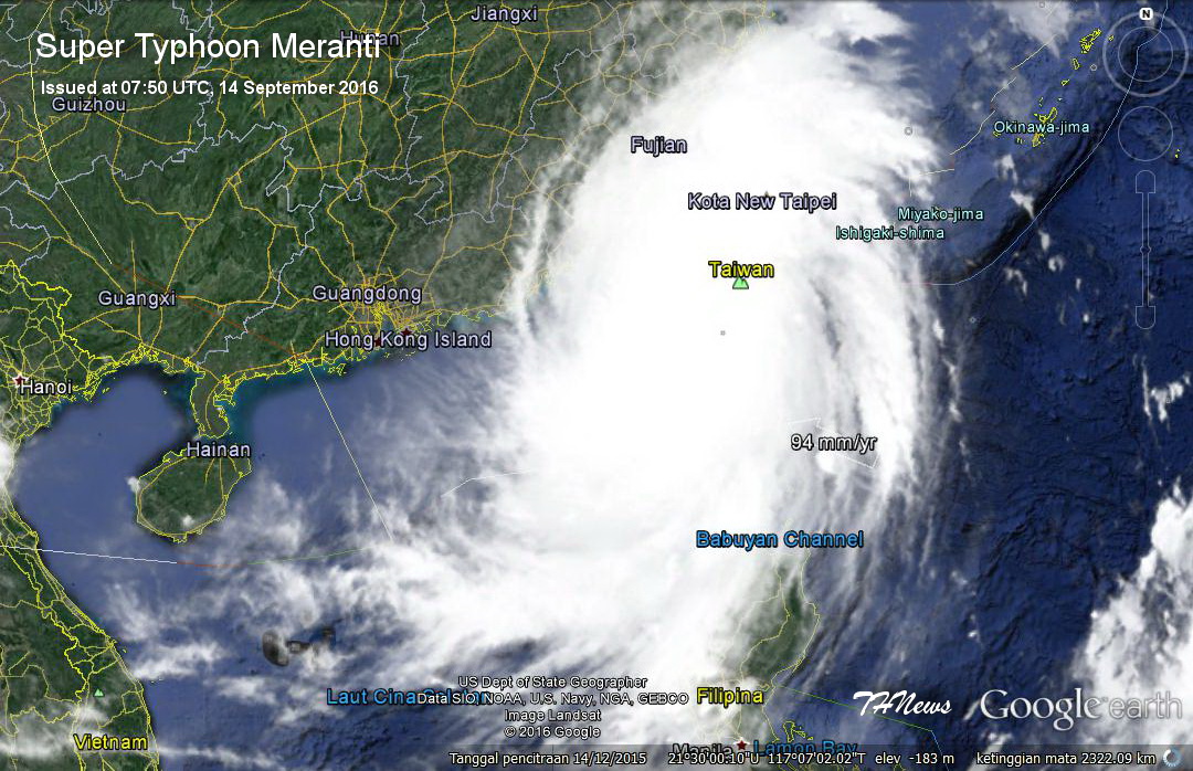 Topan Super Meranti yang berintensitas Ganas menggulung Luzon-Filipina dan Taiwan